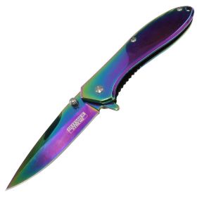 Defender-Xtreme Rainbow 7" Spring Assisted Folding Knife Stainless 3CR13 Steel