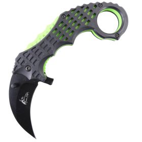 TheBoneEdge 6" Green & Black Colors Ball Bearing Spring Assisted Knives With Belt Clip