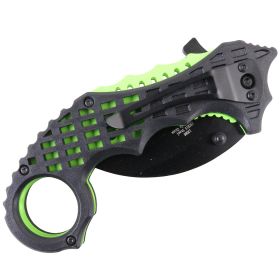 TheBoneEdge 6" Green & Black Colors Ball Bearing Spring Assisted Knives With Belt Clip
