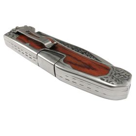 TheBoneEdge Series9 1/4" Wood Handle Engraved Design Folding Knife 3CR13 Steel