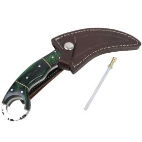 TheBoneEdge 8.5" Damascus Blade Hunting Knife Wood Handle with Leather Sheath