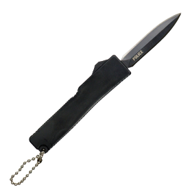 Defender 8" KeyChain Knife Stainless Steel Black Handle KeyChain Lock