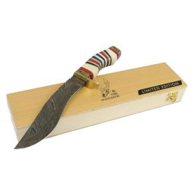 TheBoneEdge 13.5" Damascus Blade Hand Forged Hunting Knife Bone Handle 