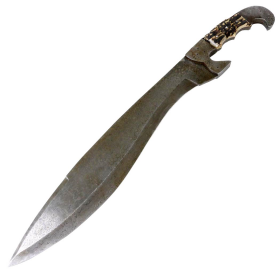 TheBoneEdge 22" Damascus Steel Hand Forged Sword Horn & Wood Handle Full Tang