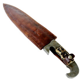 TheBoneEdge 22" Damascus Steel Hand Forged Sword Horn & Wood Handle Full Tang