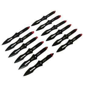 Defender-Xtreme 6.5"12 PC Set Ninja Throwing Knife Kit Stainless Steel All Black