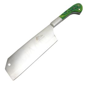 TheBoneEdge 12" Cleaver Stainless Steel Full Tang Butcher Knife Green Handle