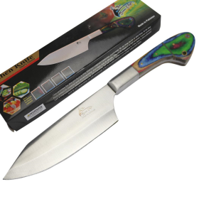 TheBoneEdge 11" Chef Kitchen Knife Multi Color Packawood Handle Stainless Steel Full Tang