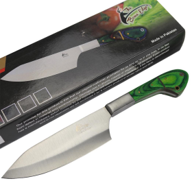 TheBoneEdge 11" Chef Kitchen Knife Green Packawood Handle Stainless Steel Blade