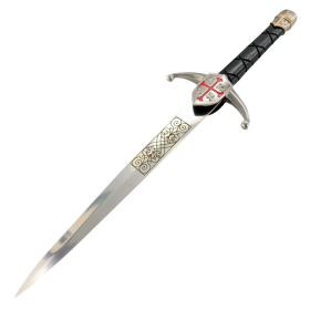Defender 14.5" Crusader Dagger Silver Knight Cross Stainless Steel Collectible