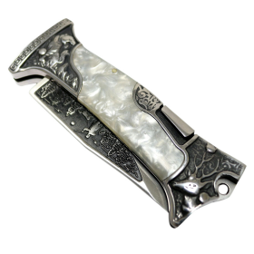 TheBoneEdge 9" Classic Western Folding Knife 3CR13 Stainless Steel Pearl Handle