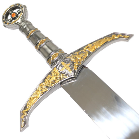 Defender 41" Gold Cross Medieval Fantasy Collectible Sword Detailed Pommel Tusba
