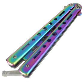 Defender 8.75" Rainbow Butterfly Knife Folding Practice Trainer Training Tools