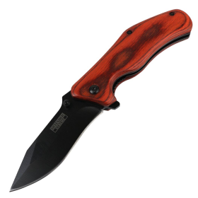 Defender-Xtreme 7" Spring Assisted Folding Knife Stainless Steel Wood Handle New