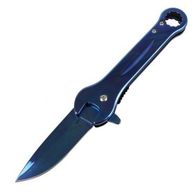 Defender-Xtreme 7.5" Multi Tool Wrench Tactical Spring Assisted Folding Knife Blue