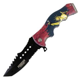 Defender-Xtreme 8.5" Lady Liberty Spring Assisted Folding Knife Stainless Steel 