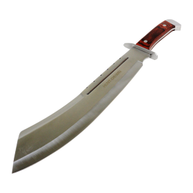 Hunt-Down 18.5" Full Tang Machete Stainless Steel Brown Wood Handle Hunting Knife