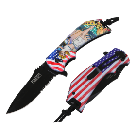 Defender-Xtreme Sailor  8.5" Spring Assisted Folding Knife 3CR13 Steel With Cord