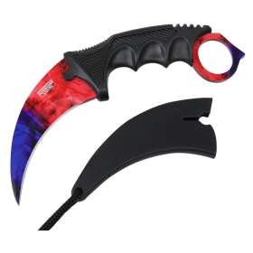 Defender-Xtreme Karambit Red/Blue Color Blade Hunting Knife 3CR13 Stainless Steel