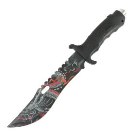 Defender 13" Tactical Hunting Knife Rubber Handle Dragon Art Blade Outdoor Camping
