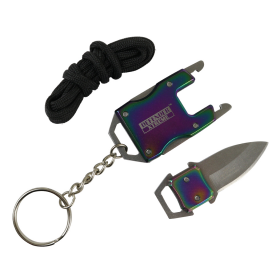 Defender-Xtreme Chain Keyring Mini Pocket EDC Knife Stainless Steel Rainbow New