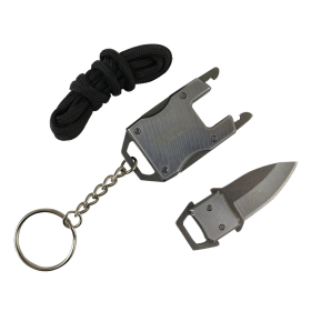 Defender-Xtreme Chain Keyring Mini Pocket EDC Knife Survival Stainless Steel Silver