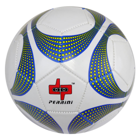 Perrini Soccer Ball Size White & Yellow Dotted Trim Outdoor Sports Official 5
