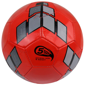 Perrini Soccer Ball Size Red & Grey Trim Outdoor Sports Match Practice Official 5