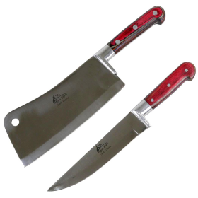 TheBoneEdge 2 PC Chef's Choice Cooking Kitchen Cleaver Knife Set Stainless Steel