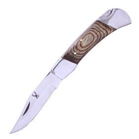 TheBoneEdge 9" Folding Knife Wood Handle Stainless Steel Blade Leather Sheath