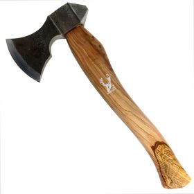 TheBoneEdge 14.5" Throwing Axe Wood Handle Surgical Steel Wide Forging Blade