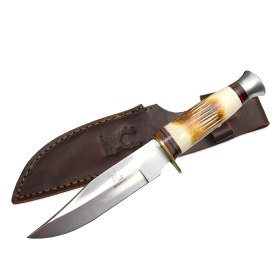 TheBoneEdge 10" Bone Handle Stainless Steel Blade Skinner Knife With Sheath