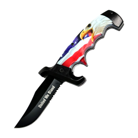 Defender 9" American Flag Eagle Spring Assisted Folding Knife W/ Belt Clip