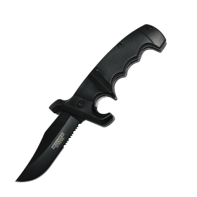 Defender-Xtreme 9" All Matte Black Spring Assisted Folding Knife With Belt Clip