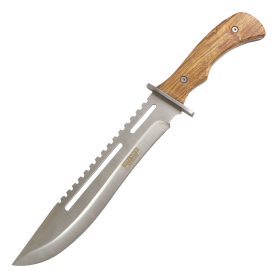 Defender-Xtreme 16" Outdoor Camping Full Tang Wood Handle Hunting Knife With Sheath