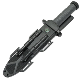 Defender-Xtreme 13" Survival Knife w/ Sheath Blade Sharpener Fire Starter Whistle