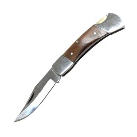 The BoneEdge 7" Classic Folding Knife Wooden Handle with Sheath Stainless Steel