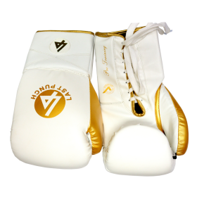 Last Punch Pro Style White & Gold Adult 12 Oz Training Sparring Boxing Gloves