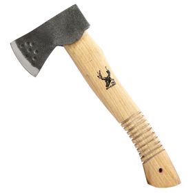 TheBoneEdge 11" Hunting Axe Black Steel Blade Brown Wood Handle With Sheath