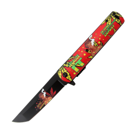 8" Red Handle Lady Design Spring Assisted Folding Knife W/ Belt Clip