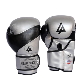 Last Punch Pro Style Training Sparring Boxing Gloves - Silver & Black 14 Oz