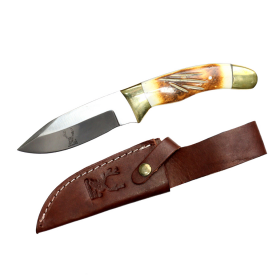 TheBoneEdge 9" Full Tang Horn Handle Hand Made Hunting Knife With Sheath