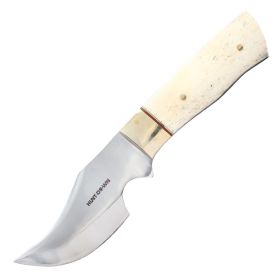 Hunt-Down 7" Full Tang Skinner Knife Horn Handle With Leather Sheath