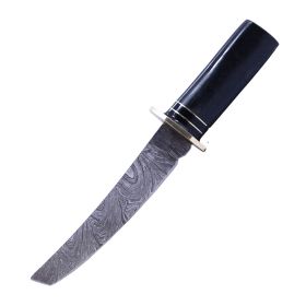 TheBoneEdge 6" Damascus Fixed Blade Black Resin Handle Hunting Knife With Sheath