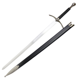 Defender 40" Medieval Style Sword Black Handle With Black Plastic Sheath