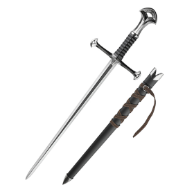 Defender 23" Medieval Style Fantasy Sword Back Tree Head Black Handle With Hard Plastic Scabbard