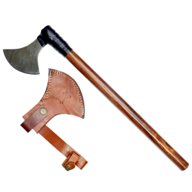 TheBoneEdge 21" Throwing Axe Damascus Blade Dark Wood Handle With Sheath