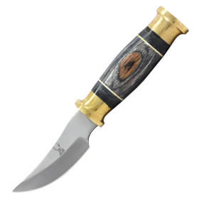 TheBoneEdge 7.5" Black Wood Handle Skinner Knife Sharp Blade With Leather Sheath