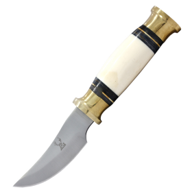 TheBoneEdge 7.5" Camel Bone Handle Skinner Knife Sharp Blade With Leather Sheath