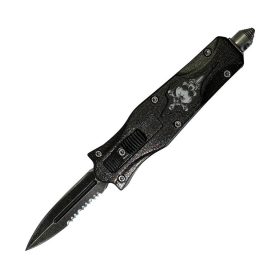 Defender 6" Cross Skull Design Handle Switch Blade Spring Assisted Folding Knife
